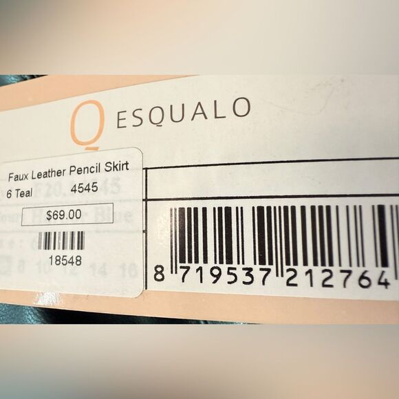 NWT Esqualo Metallic Teal Pencil Skirt - Picture 5 of 6